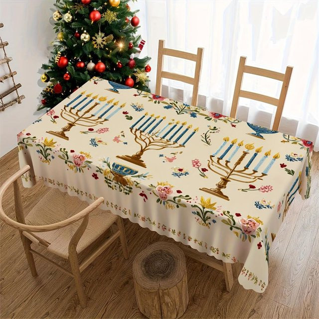 Wasserdichte rechteckige Tischdecke von JMG Household Supplies in Weiß für jüdische Feiertage und festliche Anlässe, B/T: 140 x 90 cm - Bild 1