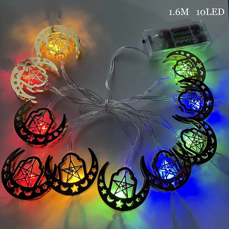 WEIGAO LED Lichterkette mit Mond und Sternen in Gold/Messing für Ramadan und Eid Dekorationen - Bild 2