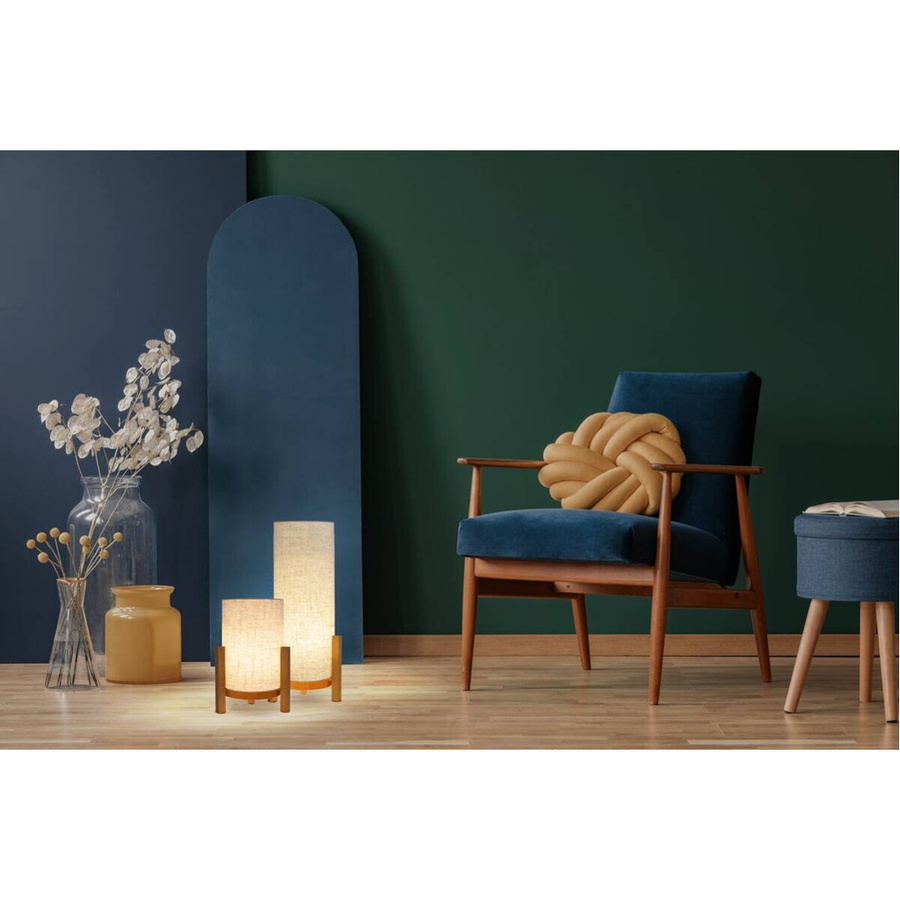 Näve Akkutischleuchte Madita LED aus Holz und Textil in Natur/Beige, H x B x T: 48 x 22 x 22 cm - Bild 2