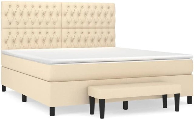 vidaXL Boxspringbett mit Matratze Hybrid-Design in Creme und Beige, B/T/H: 180 x 200 x 128 cm - Bild 1