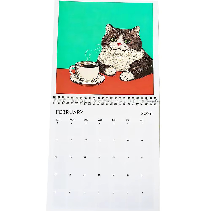 Wandkalender 2026 mit Katzenmotiven für 12 Monate, bunter Planer und Organizer für Zuhause oder Büro - Bild 5
