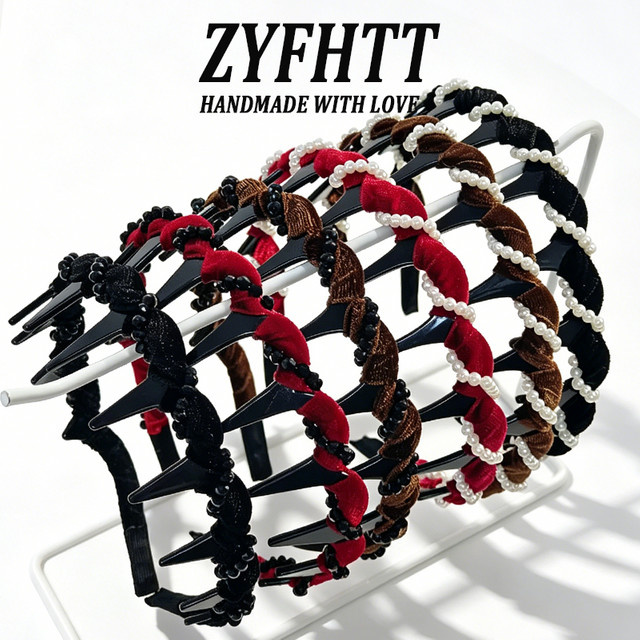 ZYFHTT Stirnband mit Perlen aus Samt, Damen - Bild 1