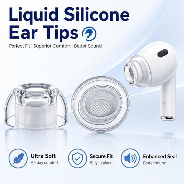 Silikon-Ersatz-Ohrstöpsel für Apple AirPods Pro, rutschfeste und weiche In-Ear-Ohrpolster, transparent, 1 Paar - Bild 1