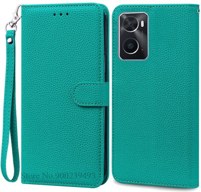 Leder Brieftasche Flip Case für OPPO A96 A36 A76 4G in Türkis - Bild 1