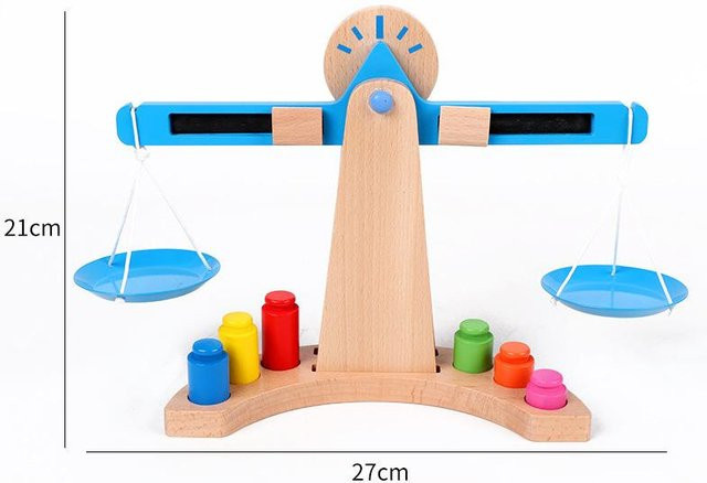 Lees Montessori Mathe-Lehrmittel Waage aus Holz, Lernspielzeug - Bild 1