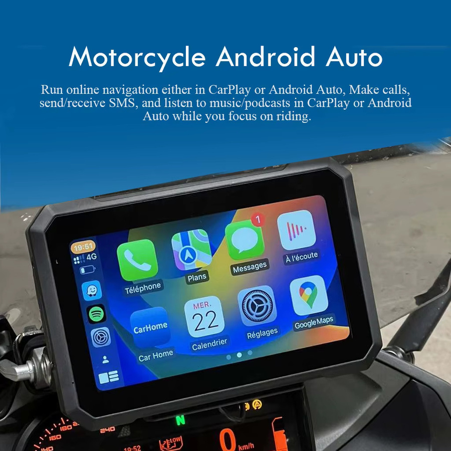 RICOEL 7-Zoll CarPlay Motorrad-Navigationssystem mit Bluetooth und GPS in Schwarz - Bild 6