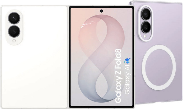 Samsung Galaxy Z Fold8 256GB 5G in Weiß mit transparentem Samsung Backcover mit Magnet - Bild 1