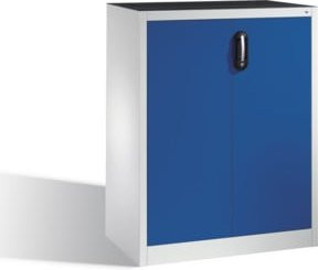 C+P Werkzeug-Beistellschrank mit Drehtüren und 2 Regalböden, Korpus Lichtgrau, Front Enzianblau, H: 120 cm, B: 93 cm, T: 50 cm - Bild 1