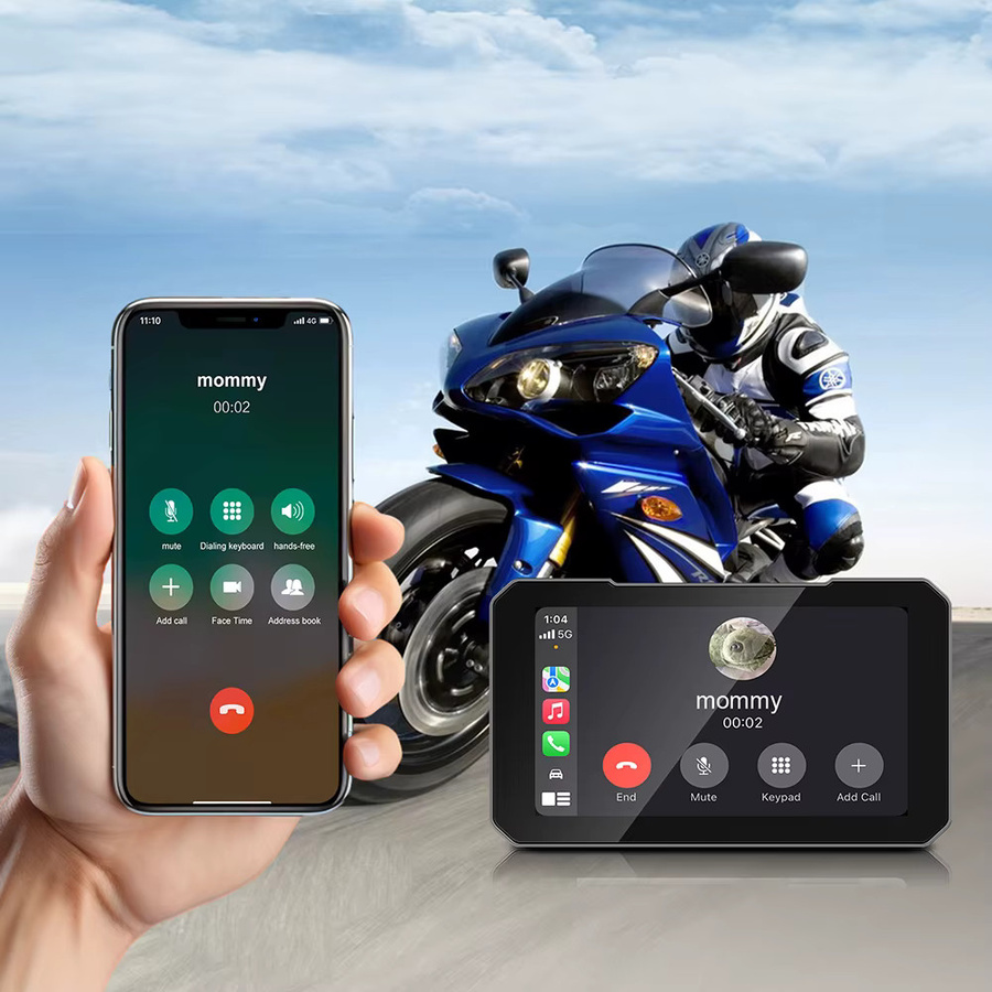 ANYFAR Moto DVR 5-Zoll Motorrad-Bildschirm mit GPS-Navigation, kabellosem CarPlay und Android Auto, IP67 wasserdicht, Schwarz - Bild 3