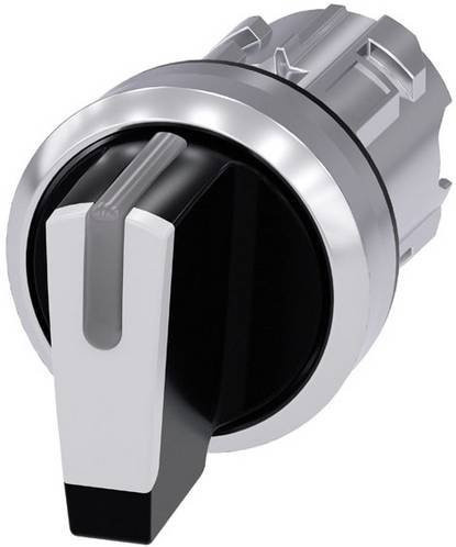 Siemens Knebelschalter 3SU1052-2BP60-0AA0 mit Metall-Frontring in Silber und Weiß, beleuchtbar, 2 x 45° - Bild 1