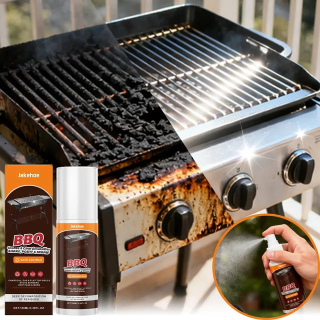 JAKEHOE Hochleistungs-Grillreiniger-Spray als kraftvoller Entfetter zur schnellen Entfernung von verbranntem Essen und Fett für BBQ, Ofen, Herd sowie Innen- und Außenbereich, 14 ml - Bild 1