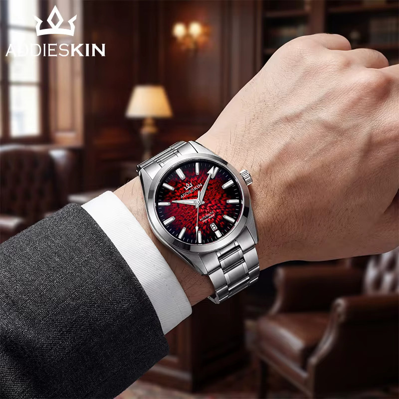 AddiesKin Armbanduhr Automatik, Edelstahl, Saphirglas, Blau, Herren - Bild 3
