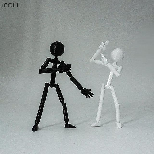 ieniaCC11 Parque Stickman Bewegliche 3D-gedruckte Actionfigur in Weiß - Bild 1