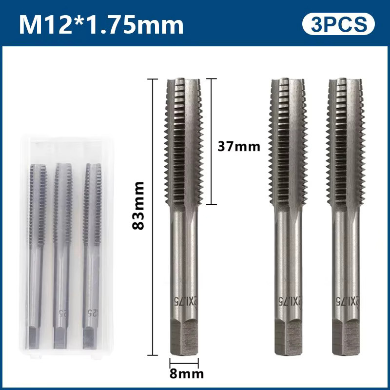 xcan 3-teiliges HSS-Gewindebohrer-Set M2-M24, Gerade Geriffelte Metrische Handgewindebohrer in Silber - Bild 4