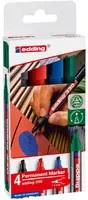 edding Permanentmarker 330 Set mit 4 Stück in verschiedenen Farben (Rot, Blau, Grün, Schwarz) - Bild 1