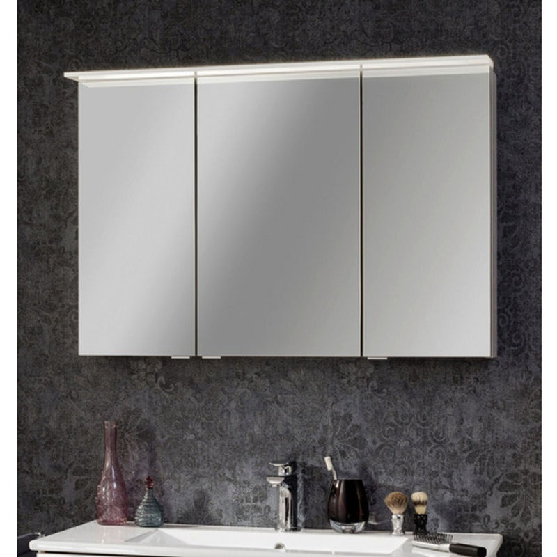 Fackelmann Spiegelschrank b.perfekt in Weiß und Grau mit Softclose-Türen, integrierter LED-Beleuchtung und Steckdose, B/H/T: 100 x 69 x 23,1 cm - Bild 2