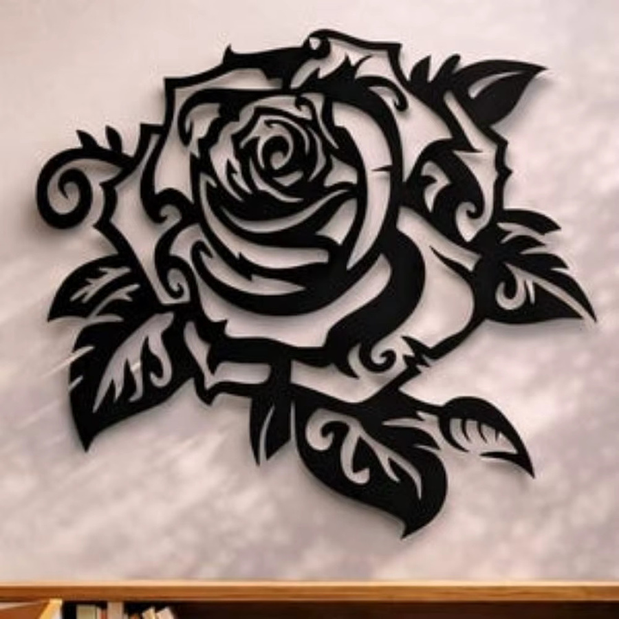 CIFBUY Florale Metall-Wanddekoration in Schwarz für ein modernes Wohnzimmer - Bild 4