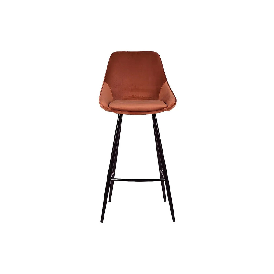 Vente-unique Barhocker Masurie in Terracotta mit Samtbezug, Breite: 48 cm, Tiefe: 48 cm, Höhe: 48 cm - Bild 2