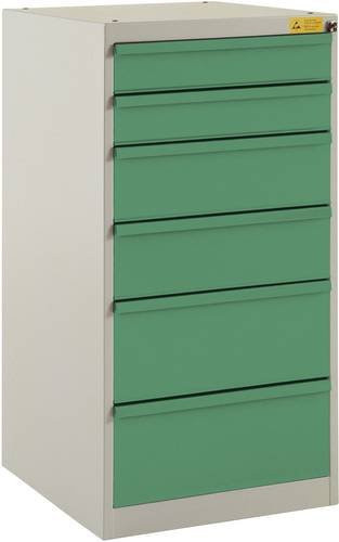 Manuflex LS1042.6011 ESD-Schubfachschrank BASETEC Stationär mit 6 Schubfächern in Resedagrün RAL 6011, Nutzhöhe: 90 cm - Bild 1