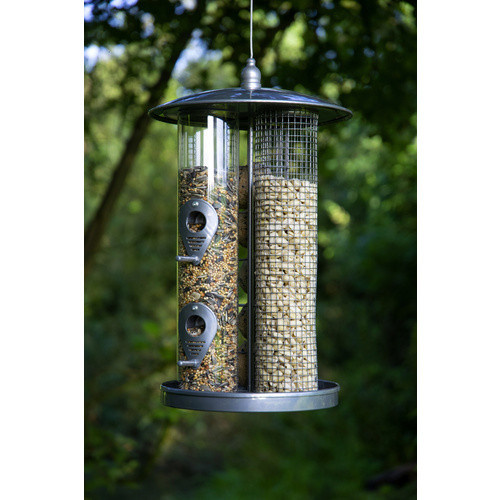 Dobbar Futterspender mit 3 Kammern aus Metall und Acrylglas in Silber zum Aufhängen - Bild 4
