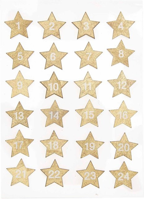 Rico Design Holzsticker Adventskalender Sterne 1-24 in Gold - Bild 1