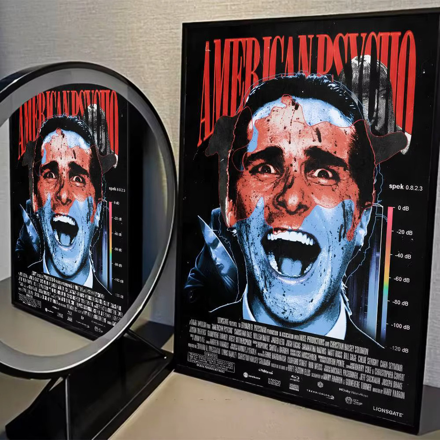 Wasserfester Papieraufkleber Rastar Patrick Bateman American Psycho Vintage Movie Poster in Schwarz - Bild 4