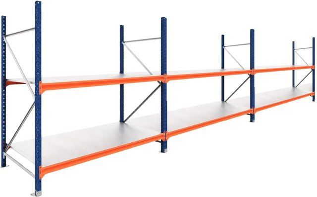 PROREGAL DOMINUS Schwerlastregal Weitspannregal mit 3 Feldern und 2 Ebenen, Blau/Orange, B/T/H: 585 x 250 x 100 cm - Bild 1