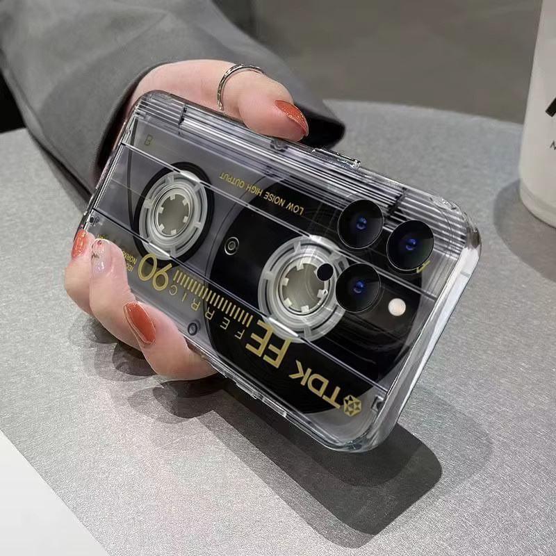 Retro Audioband Muster Handyhülle für Xiaomi 14T Pro 13 12 11 Lite 5G 14 13T 12T und Poco X5 X6 X7 F6 F7 M6 in Transparent - Bild 4