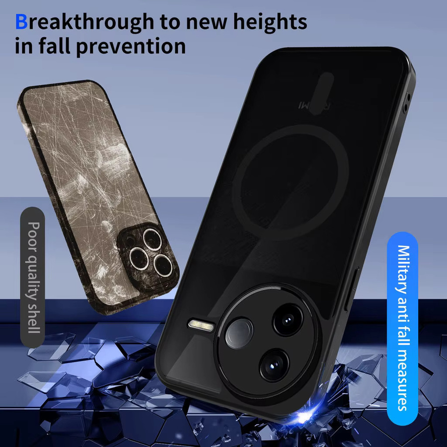 Magnetische schlanke Handyhülle für POCO F8 F7 Ultra X7 Pro 5G X6 C61 M6 Pro 4G in Schwarz, matte Anti-Scratch Rüstung mit stoßfestem Schutz - Bild 5