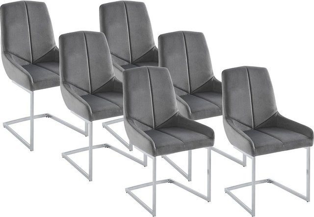 Vente-unique Stuhl Berlona in Grau aus Samt mit Metallgestell, Breite: 53 cm, Tiefe: 53 cm, Höhe: 53 cm - Bild 1