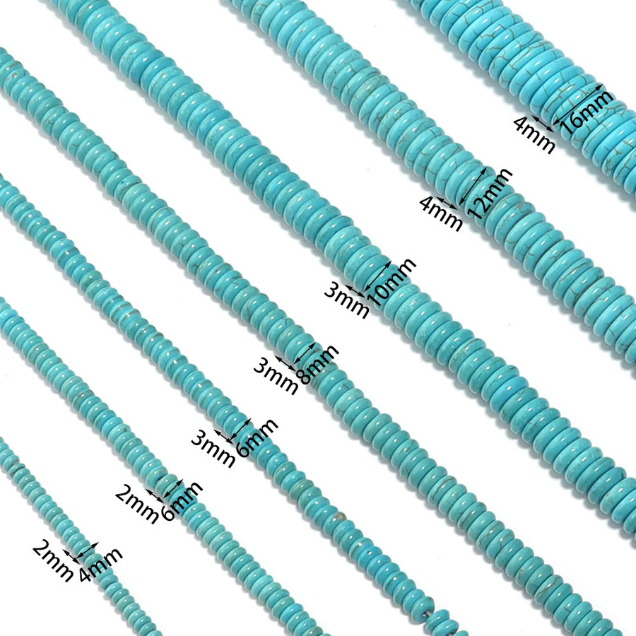lingsai Perlen, Türkise, blau/weiß, rund, 38,1 cm, Unisex - Bild 2