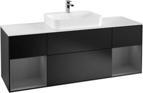 V&B Waschtischunterschrank Finion mit Wandbeleuchtung, Blau lackiert, Breite: 160 cm - Bild 1