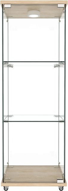 okwish Glasvitrine mit LED Beleuchtung und gehärteten Glasregalböden in Natur, B/T/H: 120 x 42,5 x 36,5 cm - Bild 1