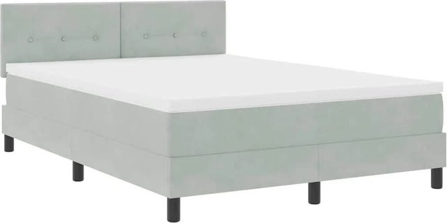 vidaXL LED Boxspringbett mit Matratze und Schubladen, Hellgrau, Samt, B/T/H: 160 x 200 x 163 cm - Bild 1