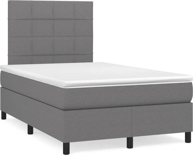 vidaXL Boxspringbett Hybrid mit Matratze Dunkelgrau B/T/H: 120 x 200 x 128 cm - Bild 1