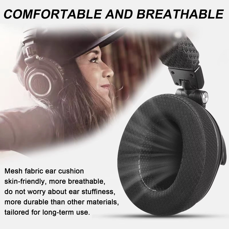 ZUIDID Ersatz-Ohrpolster aus Netzstoff für HyperX Cloud/Alpha und Audio Technica M50X/M40X Kopfhörer in Schwarz mit zusätzlicher Dicke - Bild 4