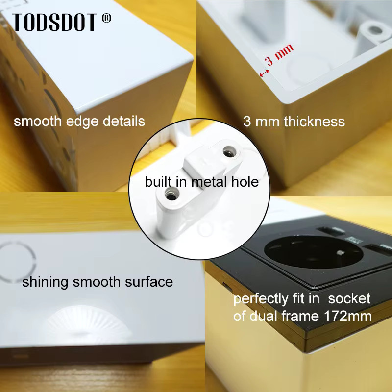 TODSDOT Wandmontage-Außenbox mit Schaltersteckdose, flammhemmendes PVC, Weiß, Tiefe: 50 mm - Bild 5