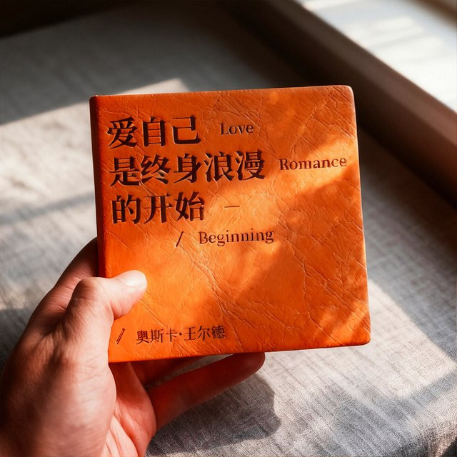 Morgenregen Journal Selbstliebe ist der Anfang einer lebenslangen Romanze – Quadratisches Hardcover Notizbuch mit Blanko-Seiten in Orange - Bild 1