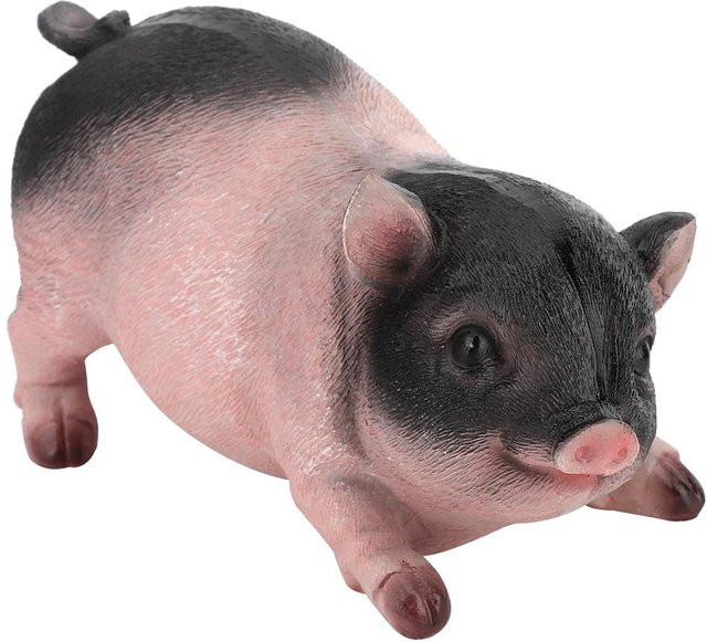 CosyHome Schwein Tierfigur aus Harz als Deko-Skulptur für Garten und Terrasse in Grau und Pink - Bild 1