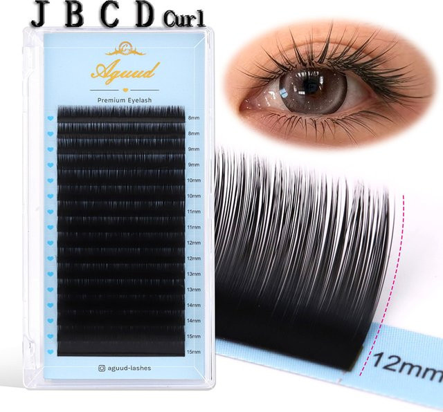 AGUUD Klassische Wimpernverlängerungen Untere Wimpern, J B Curl, Matt, Black - Bild 1