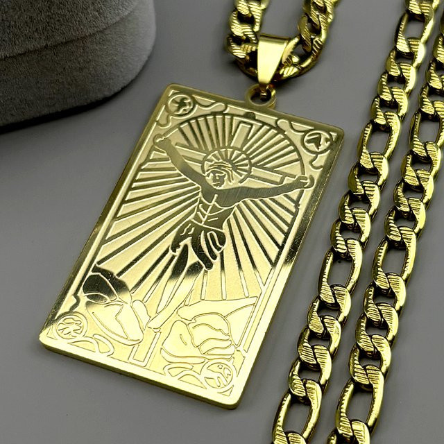 JYTF Kruzifix-Anhänger Halskette, Edelstahl, Gold, Unisex - Bild 1