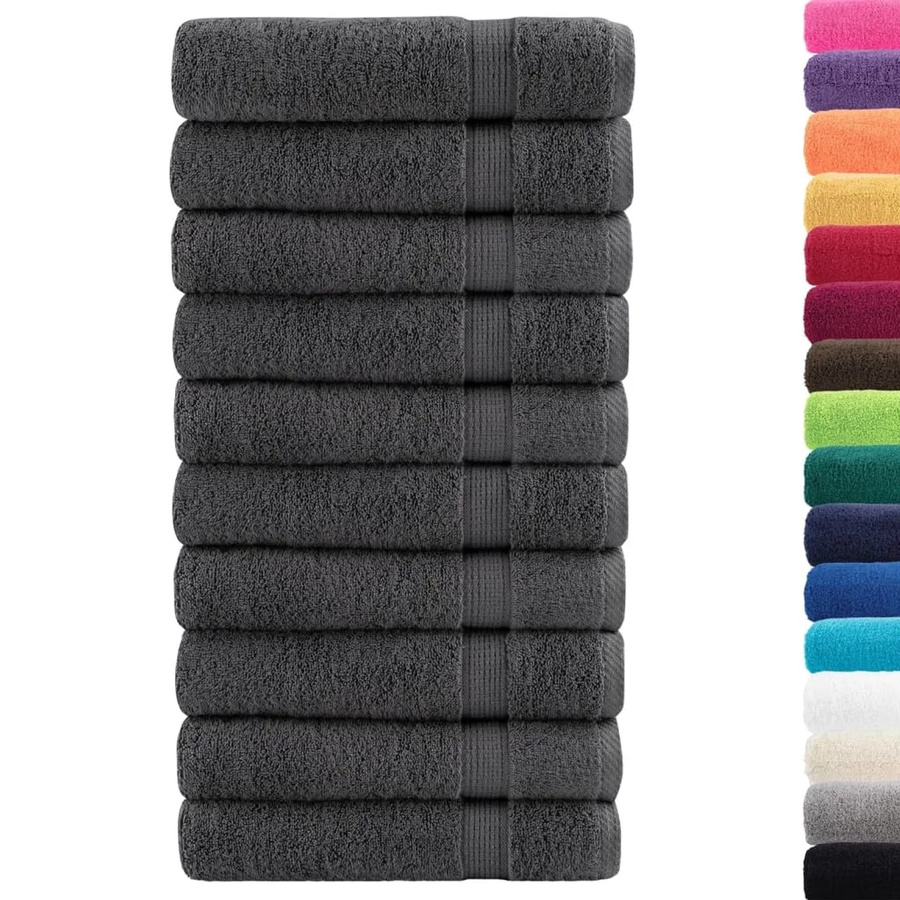 vidaXL Premium-Badetücher SOLUND Set 10 Stück, Anthrazit, Baumwolle, 600 g/m², B: 150 cm, H: 100 cm - Bild 2