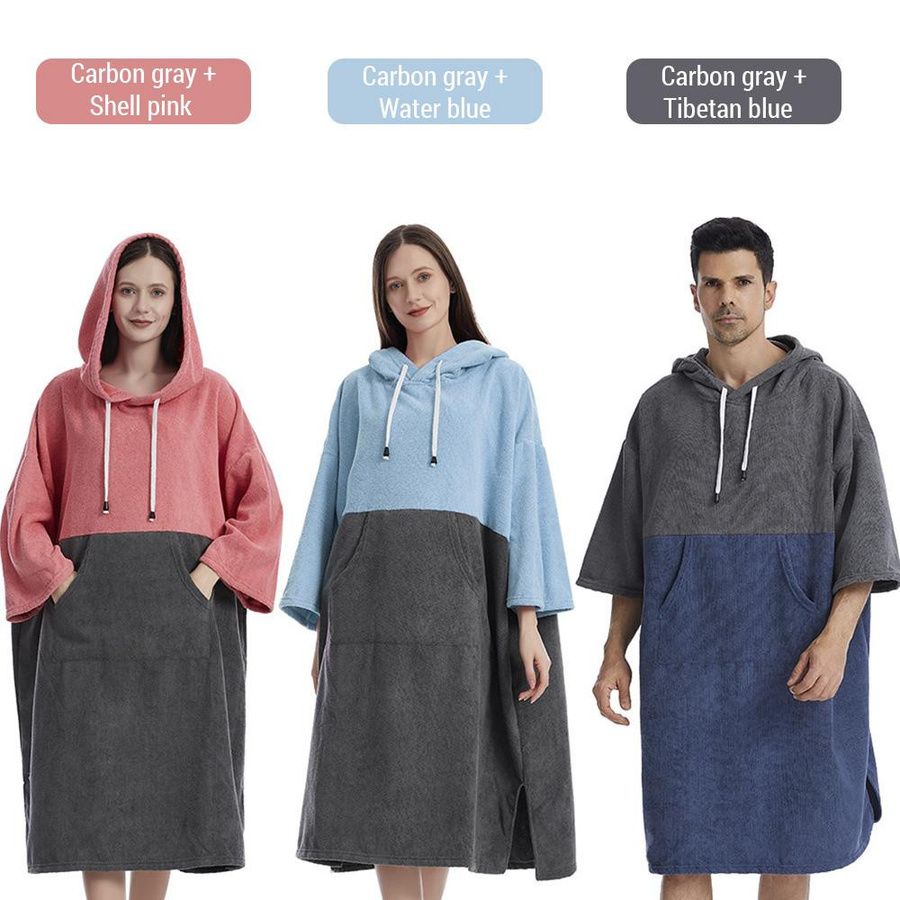 TOMTOP JMS Kapuzenhandtuch Poncho in See-Blau für Pool, Strand und Wassersport - Bild 4