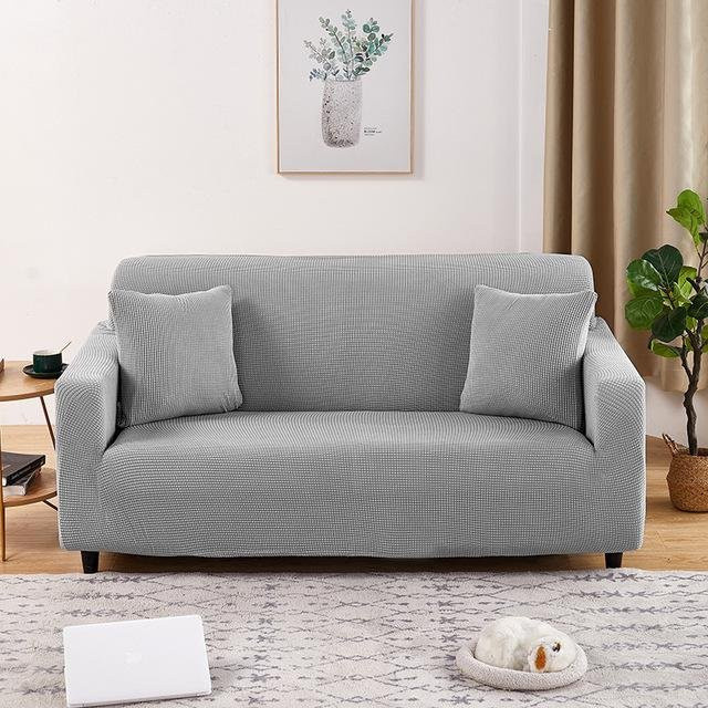 Housmife Polarfleece Sofabezug für 1-4 Sitzer und Ecksofas, elastisch und dehnbar, Farbe: Lichtgrau, Breite: 90-140 cm - Bild 1