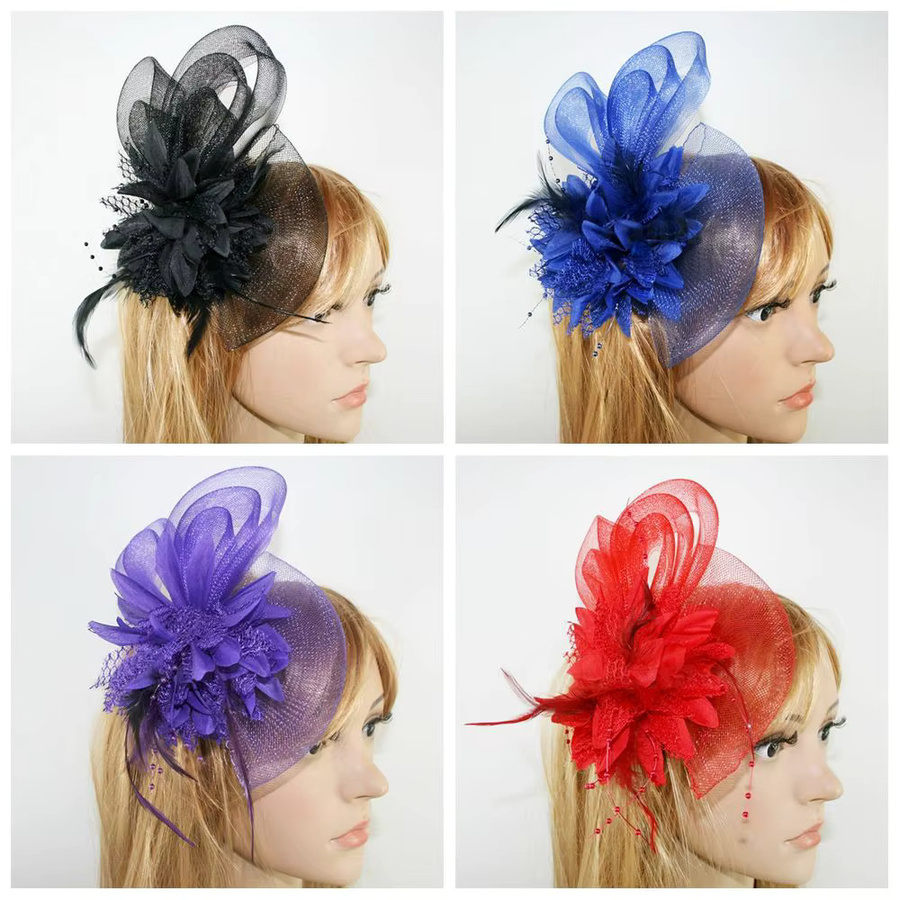 Fascinator Brosche Handgelenkblume, Federn, Haarspange - Bild 2