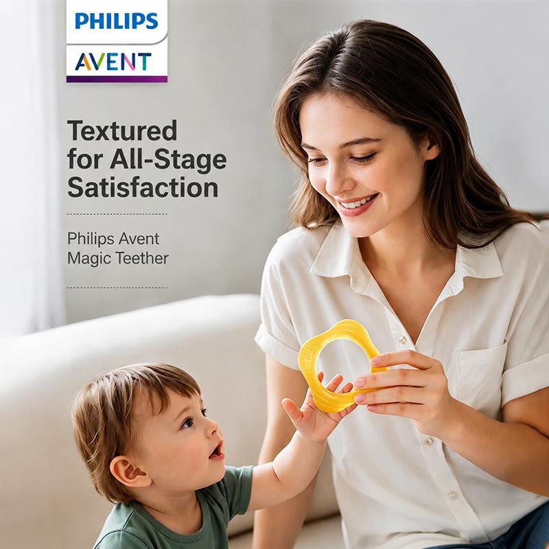 Philips Avent Silikon-Beißring für Babys in Bernsteigelb und Hellblau - Bild 5