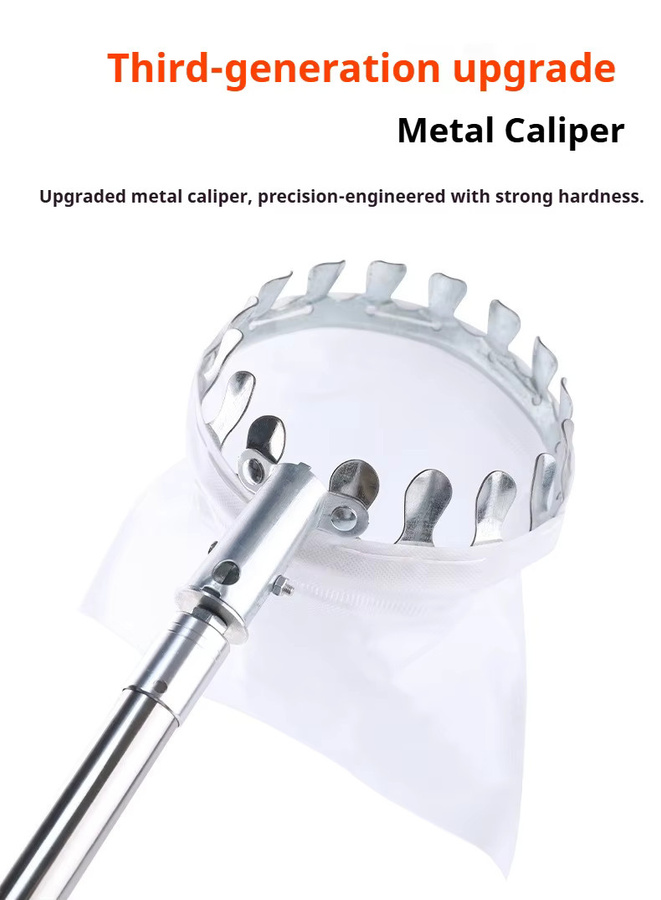 BEILU Obstpflücker mit Teleskopstange aus Metall in Silber für Äpfel, Mangos, Orangen, Birnen und Zitronen - Bild 6