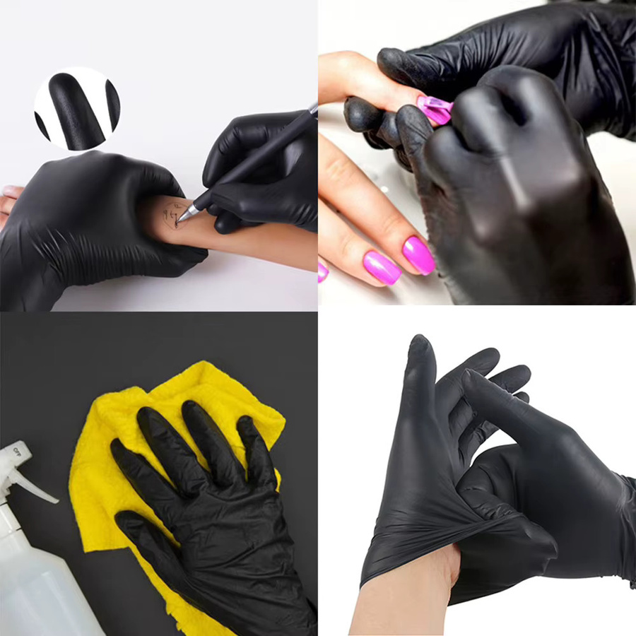 WOLSGIN Einweghandschuhe aus synthetischem Nitril in Schwarz für Küche, Tätowierung und Haushaltsreinigung - Bild 4