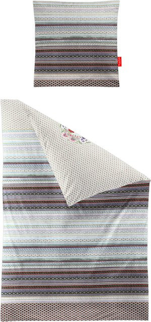 Bettwäsche MONTE Biber Mako-Satin aus Baumwolle, gestreift, Multicolour, B/H: 135 x 200 cm und 80 x 80 cm - Bild 1
