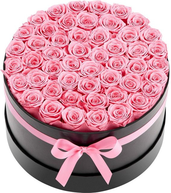 Forever Flowers von Buying Solutions, MB: 50 konservierte Rosen in Pink als ewiges Blumenbouquet in einer Schachtel - Bild 1